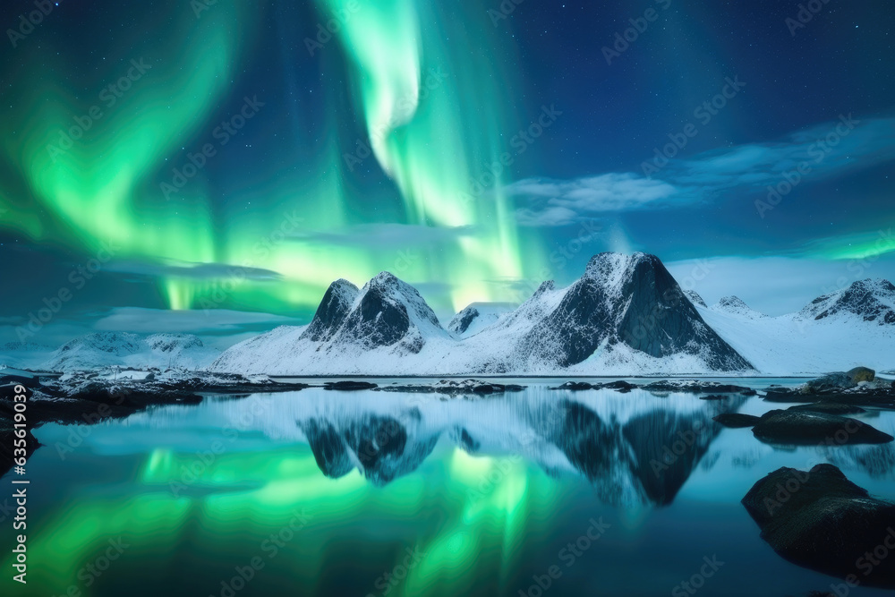 Captivating Aurora Borealis Over Lofoten Islands