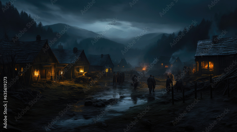 Fototapeta premium Shadows of Judgment: Heresy Unveiled in Medieval France
