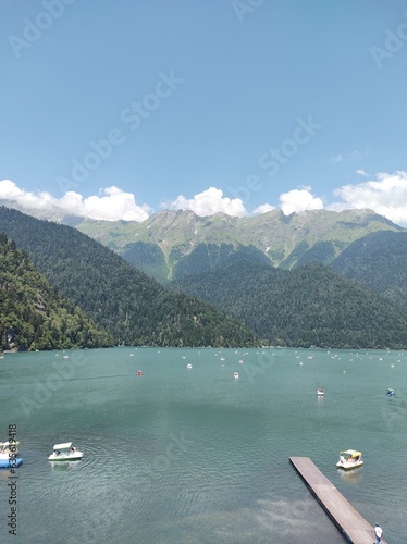 view of lake ritsa in abkhazia