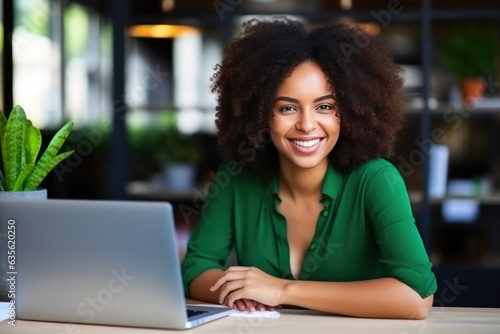 Radiant Black Woman Successfully Managing Her Online Business