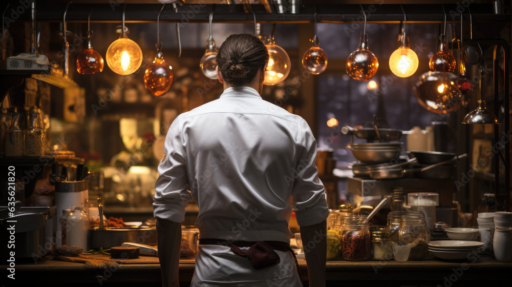 Modern Chef Working in the Kitchen, Generative AI