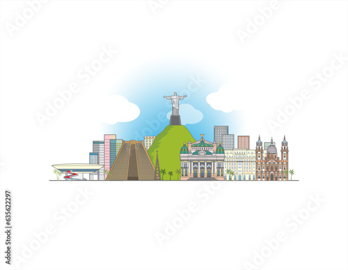Rio De Janeiro city Brazil cityscape coloured vector illustration