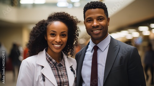 Diversity in Medicine: Black Female and Male Doctors Smiling Together