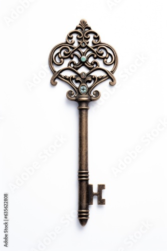 An old key with a diamond on it. Digital image.
