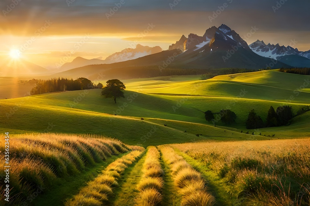 Fototapeta premium sunset in the mountains