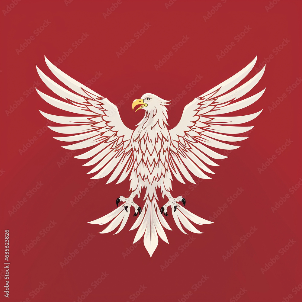Obraz premium Poland National Crest , White Eagle on Red background