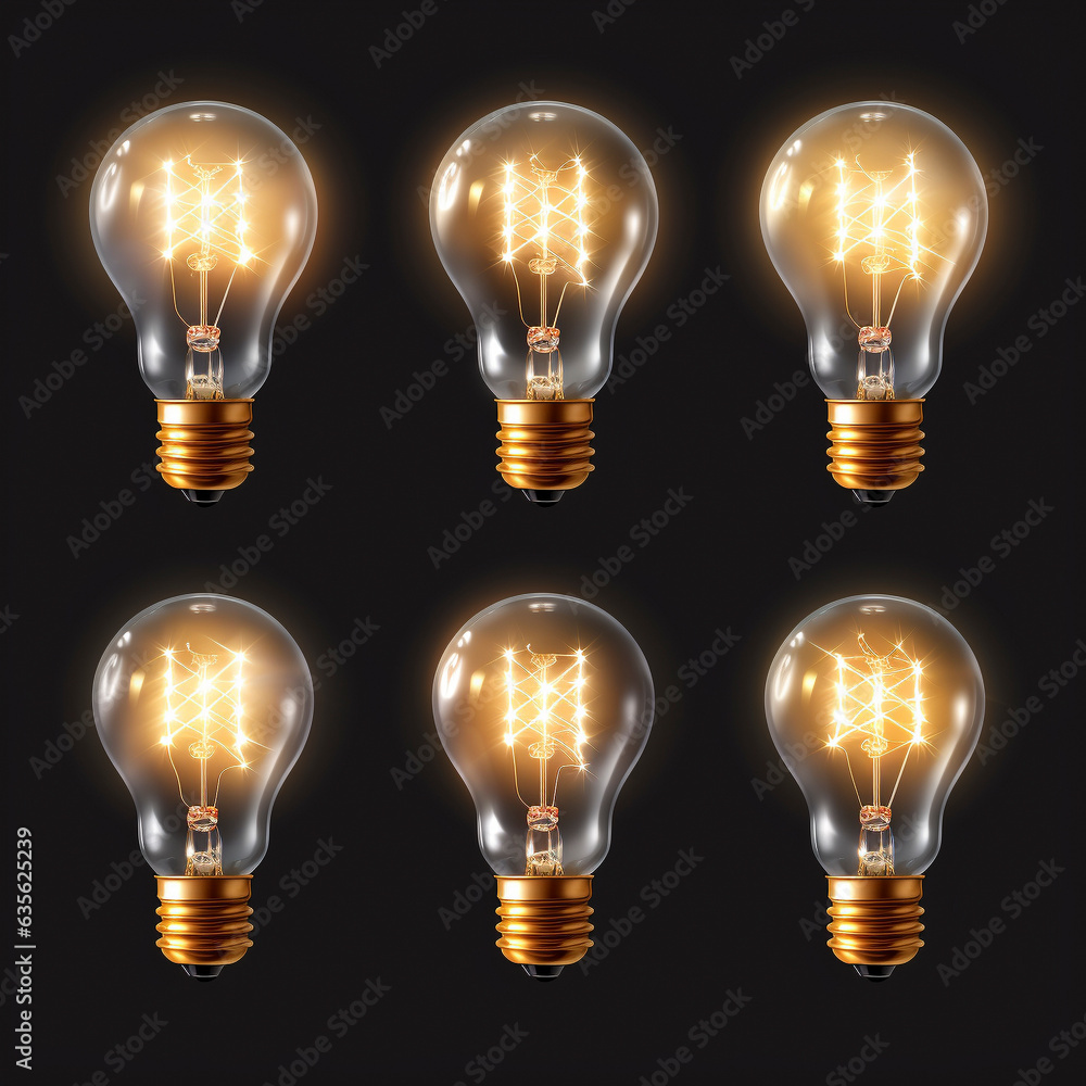 a set of different lightbulbs on dark background a set of different lightbulbs on dark background