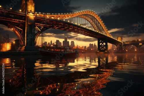 Urban Elegance: Showcasing the Synchrony of Modern Bridges and the Warm Embrace of Evening Hues