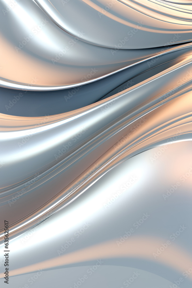 Modern minimalistic 3D grey silk waves,  background for apps