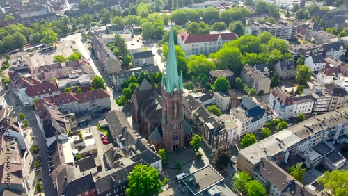 Aerial view on St. Lambert's Church in Gladbeck, Germany. photo