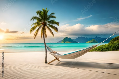 beach with palm trees © ra0