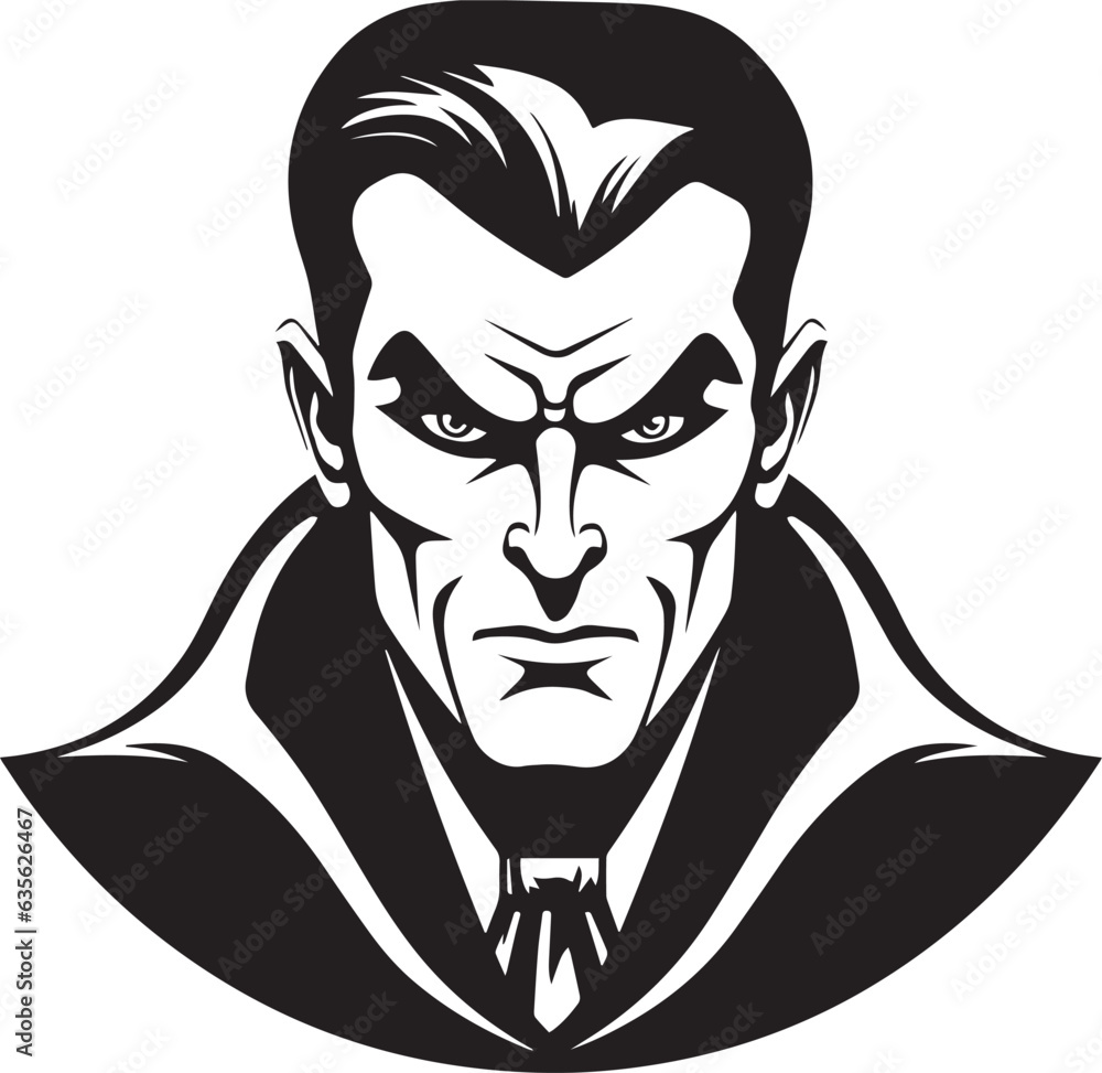 Fototapeta premium Dracula head, Scary Dracula, Vampire, Halloween Dracula, Vector illustration, SVG