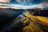 Aerial Image Of Rakaia River New Zealand ai generated