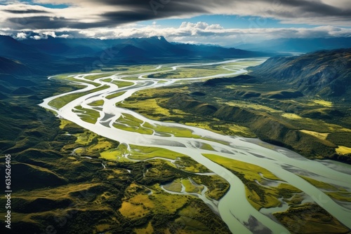 Aerial Image Of Rakaia River New Zealand photo