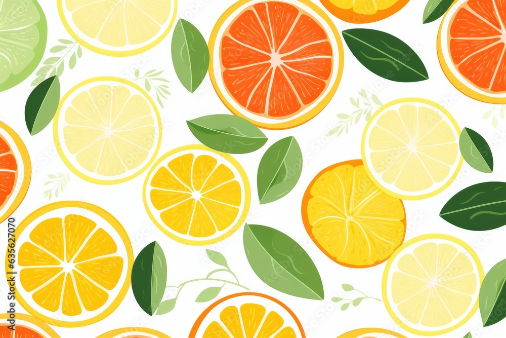 Obraz premium Citrus Print, Summer Fruit, Orange and lemon