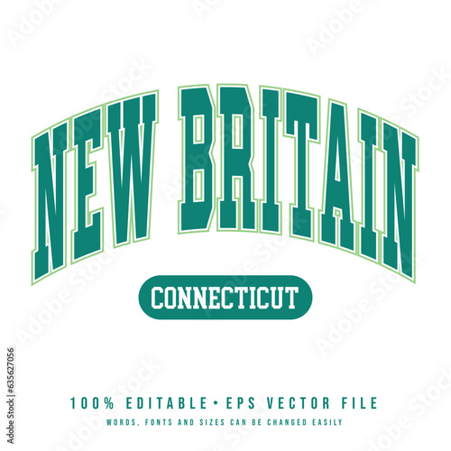 New Britain text effect vector. Vintage editable college t-shirt design printable text effect vector photo