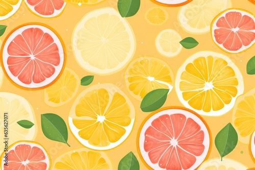 Citrus Print, Summer Fruit, Orange and lemon ai generated