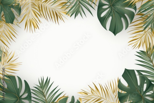 Creative Nature Background, Gold And Green Tropical ai generated