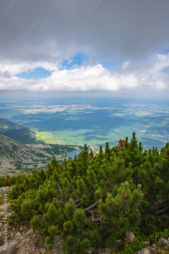 Magnificent views from the Tatra Mountains over the lower countryside of northern Slovakia