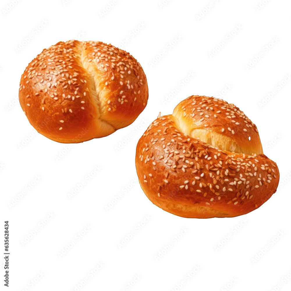 Sesame pastry rolls on transparent background