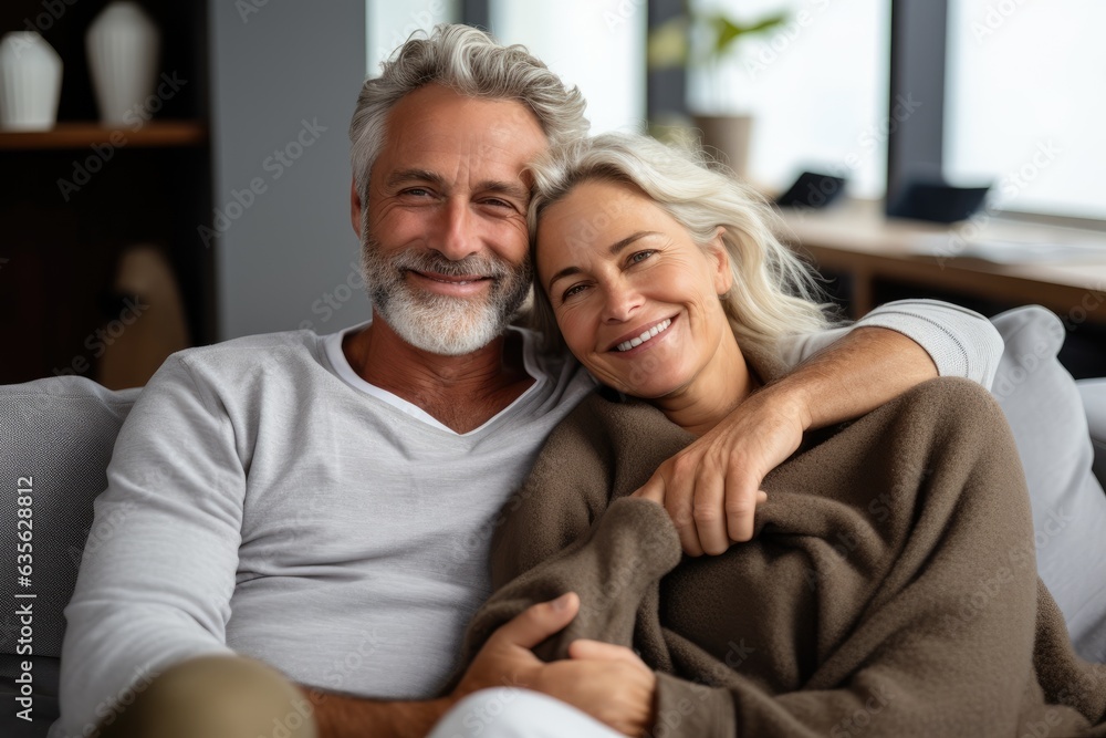 Romantic Happy Middle Aged Couple Relaxing On Couch Romantic Happy Middle Aged Couple Relaxing On Couch