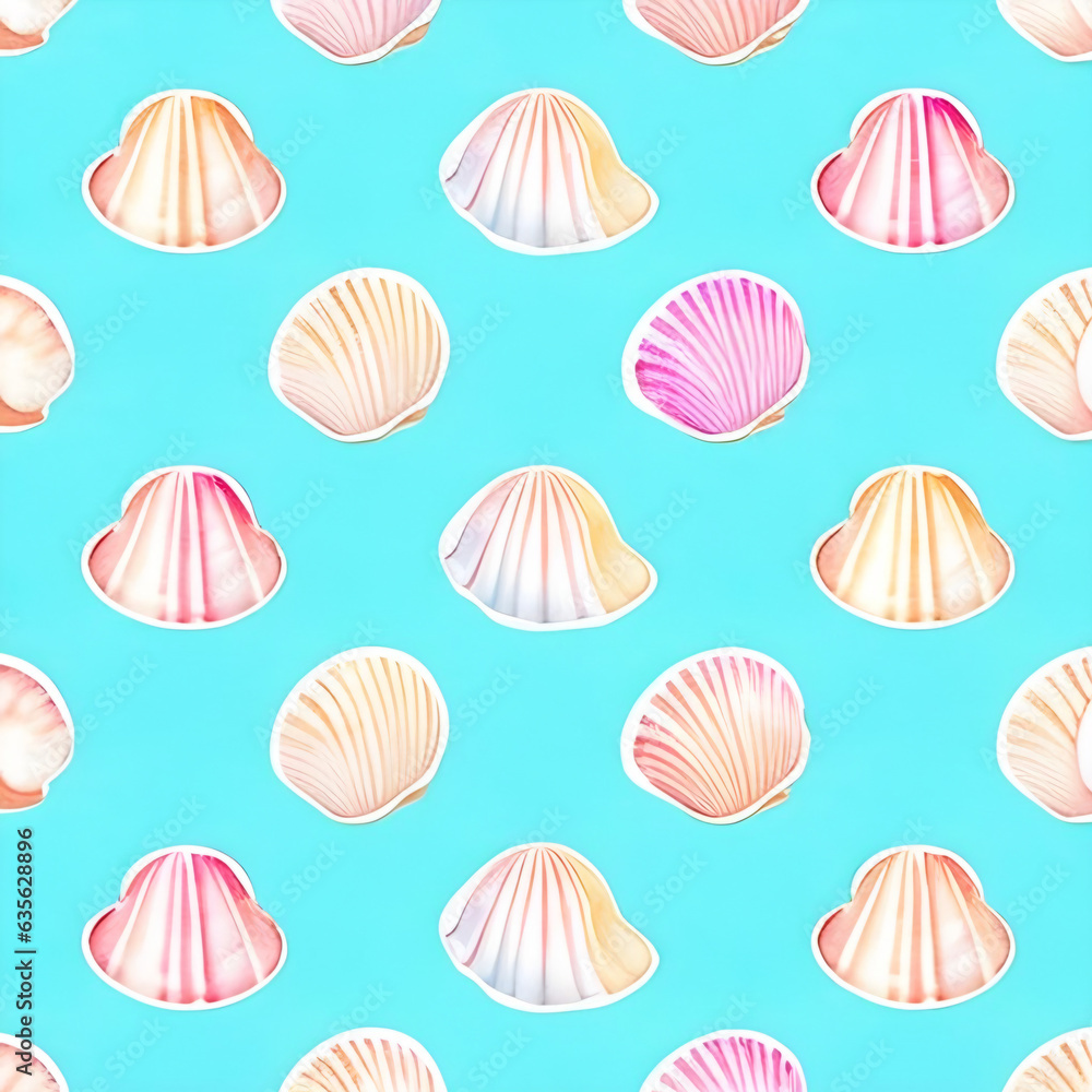 shell pattern on blue background, generative ai, shell background shell pattern on blue background, generative ai, shell background