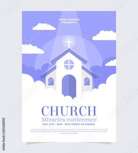 Church conference flyer design template  Christian Event Invitation Social media poster web banner  worship flyer easter card. Vector Illustration