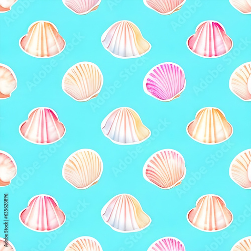 shell pattern on blue background, generative ai, shell background