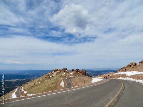 Curvy Highway to Pike's Peak Summit in Colorado