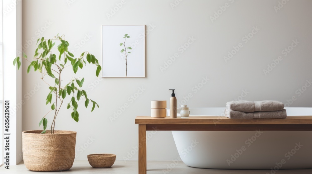 modern bathroom interior with wall. Generative AI modern bathroom interior with wall. Generative AI