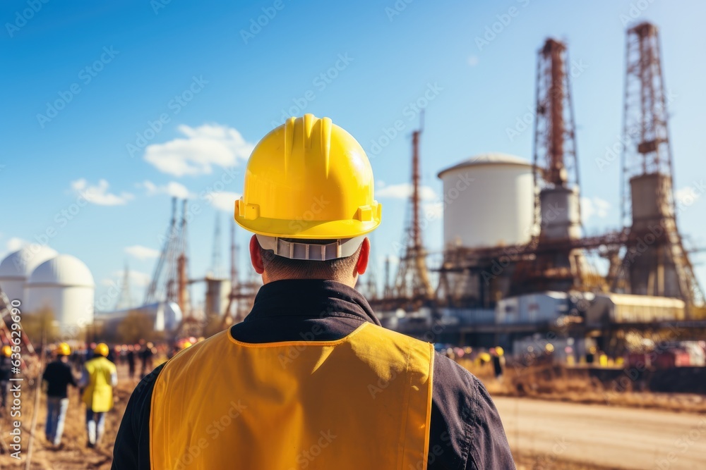Unrecognizable Worker In A Yellow Hard Hat against the backdrop of construction ai generated Unrecognizable Worker In A Yellow Hard Hat against the backdrop of construction ai generated