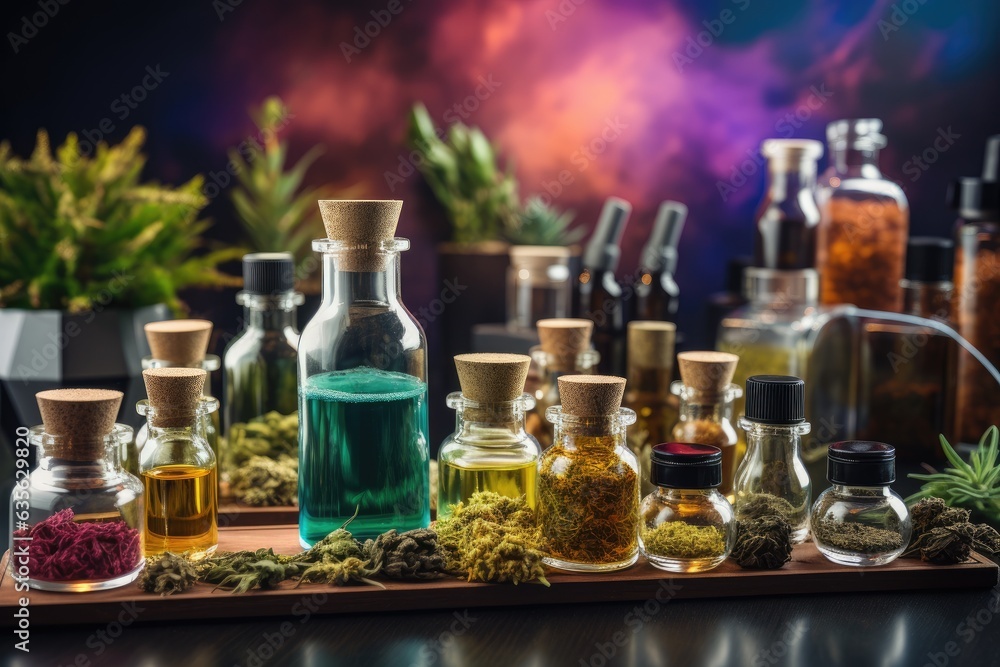 Various Glass Bottles With Cbd Oil Thc Tincture Cap Various Glass Bottles With Cbd Oil Thc Tincture Cap