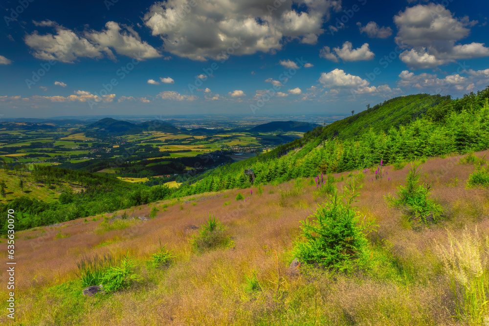 Fototapeta premium Summer views of the Beskydy landscape in the Czech Republic