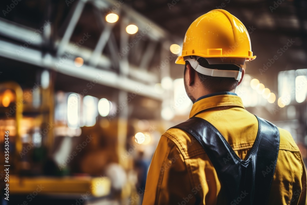 Unrecognizable Worker In A Yellow Hard Hat Unrecognizable Worker In A Yellow Hard Hat