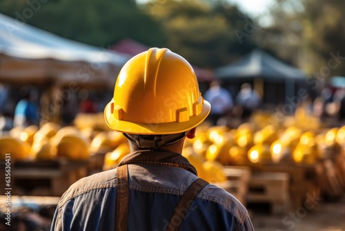 Unrecognizable Worker In A Yellow Hard Hat