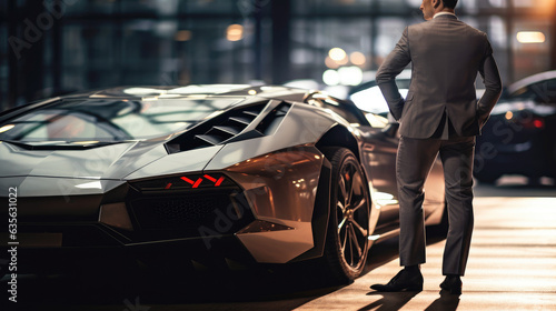Unrecognizable businessman standing besides his supercar © Tymofii