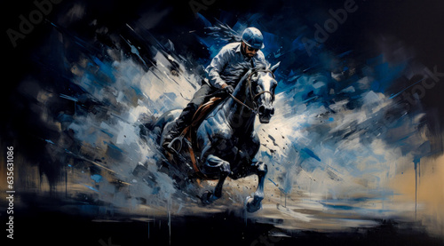 Horse Racing in an Oil Painting on Canvas Military Abstract Wallpaper Digital Art Illustration Generative AI Journal Background Backdrop Poster