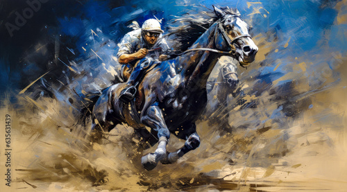 Horse Racing in an Oil Painting on Canvas Military Abstract Wallpaper Digital Art Illustration Generative AI Journal Background Backdrop Poster © Korea Saii