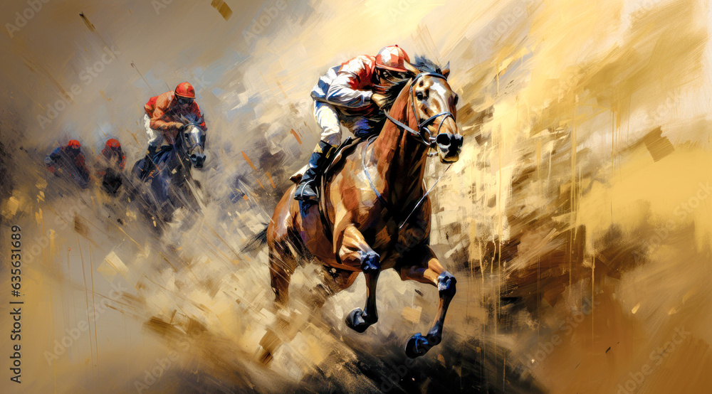 Horse Racing in an Oil Painting on Canvas Military Abstract Wallpaper Digital Art Illustration Generative AI Journal Background Backdrop Poster Horse Racing in an Oil Painting on Canvas Military Abstract Wallpaper Digital Art Illustration Generative AI Journal Background Backdrop Poster