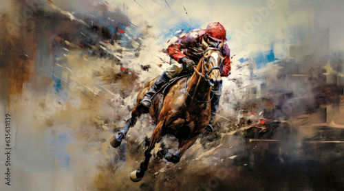 Horse Racing in an Oil Painting on Canvas Military Abstract Wallpaper Digital Art Illustration Generative AI Journal Background Backdrop Poster