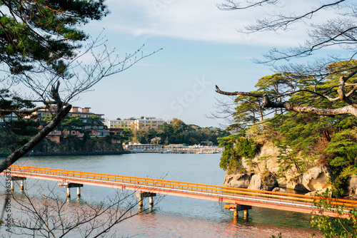 Matsushima bay and Fukuura island, Fukuurabashi Bridge in Miyagi, Japan photo