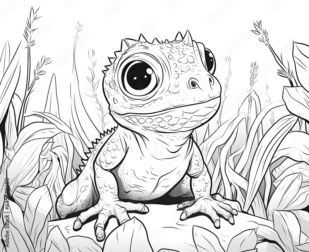 Black and white illustration for coloring animals. Stock Illustration ...