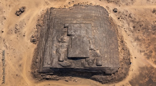 aerial view of the pyramid, pyramid in the desert
