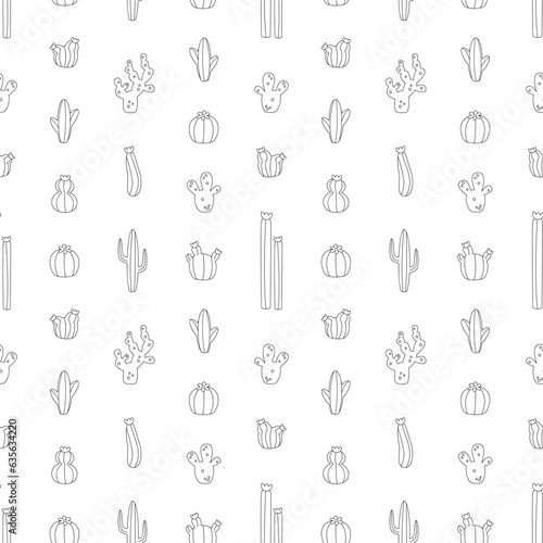 Vector seamless pattern with cactus