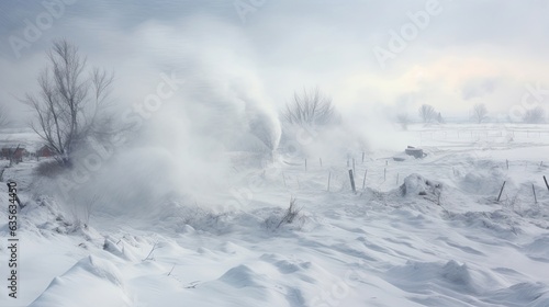 Fotografia Blizzard sweeps across the eastern countryside.
