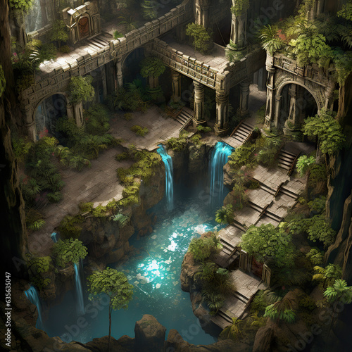 DnD Map Enchanted Cascading Waterfall Map