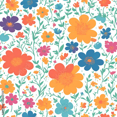 beautiful colorful flowers pattern, generative ai © Hastuti