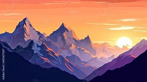 mountain peaks in beautiful sunset light © neirfy