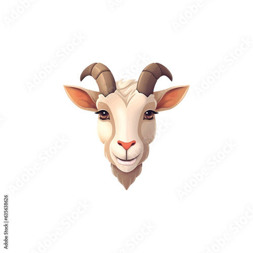 Cute goat face vector logo, t-shirt print design template vector illustration isolated on background, T-shirt print design mascot template 