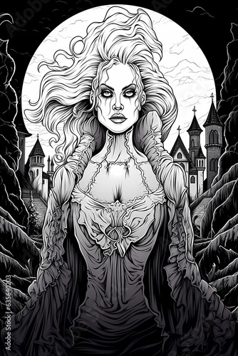 vampires, dracula, adult coloring prints, scary art, horror, vampir
